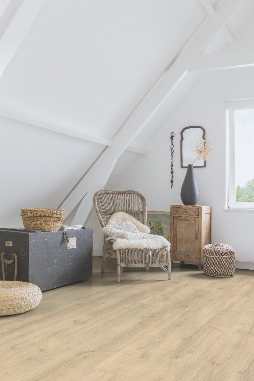 Ламинат Quick Step Majestic Дуб Лесной массив бежевый MJ3545 2050×240×9,5 фото в интерьере